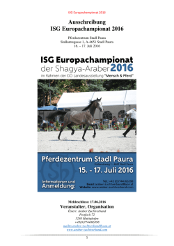 Ausschreibung ISG Europachampionat 2016
