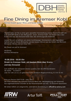 Fine Dining im Kremser Kobl - Reinhard Winiwarter Winery