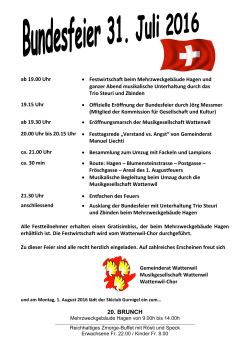Programm Bundesfeier 2016