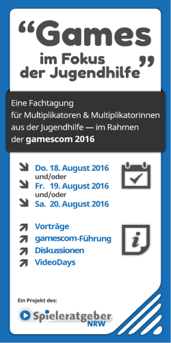 gamescom Diskussionen Vorträge VideoDays Do. 18. August 2016