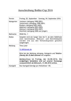 Ausschreibung Boßler-Cup 2016