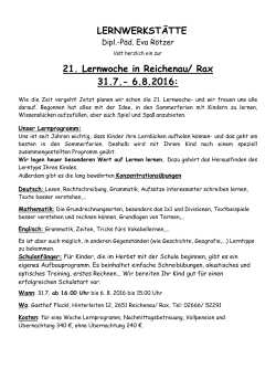 LERNWERKSTÄTTE 21. Lernwoche in Reichenau/ Rax 31.7.
