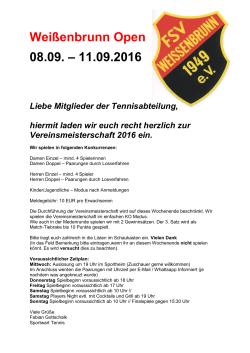 Weißenbrunn Open 08.09. – 11.09.2016