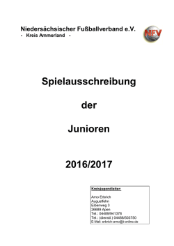 Spielausschreibung der Junioren 2016/2017