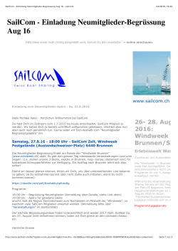 SailCom - Einladung Neumitglieder-Begrüssung Aug
