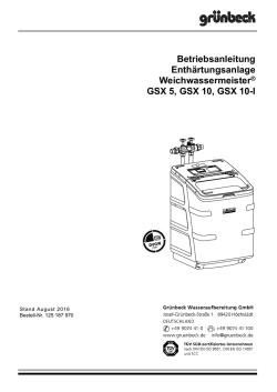 Betriebsanleitung - Grünbeck Wasseraufbereitung