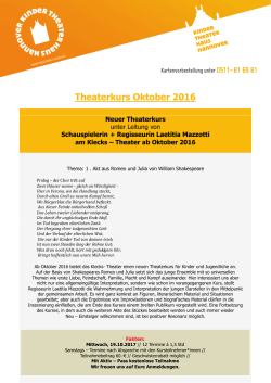 Theaterkurs Oktober 2016 - KinderTheaterHaus Hannover