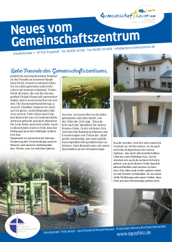 Neues vom Gemeinschaftszentrum