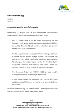 Pressemitteilung - der Stadt Marktredwitz