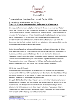 Pressemitteilung 16.06.2016 zur 8. Dresdner Schlössernacht