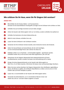 Checkliste - TMP Fenster + Türen