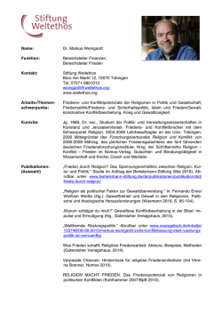 Name: Dr. Markus Weingardt Funktion: Bereichsleiter Finanzen