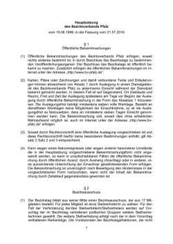 Hauptsatzung des Bezirksverbands Pfalz