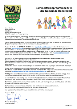 Sommerferienprogramm 2016 der Gemeinde Hallerndorf