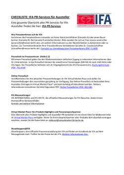 CHECKLISTE: IFA PR-Services für Aussteller