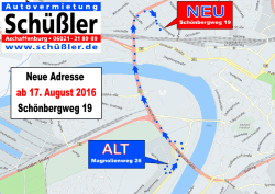 Neue Adresse Schönbergweg 19 ab 17. August 2016