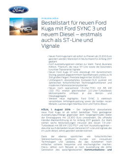 Bestellstart für neuen Ford Kuga mit Ford SYNC 3 und neuem Diesel