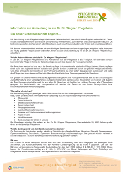 Information zur Anmeldung in ein Dr. Dr. Wagner Pflegeheim Ein