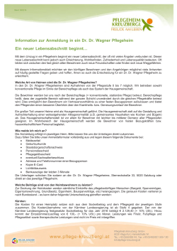 Information zur Anmeldung in ein Dr. Dr. Wagner Pflegeheim Ein