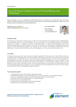 Job: SAP Senior Architekt (m/w), SAP Neueinf&uuml;hrung, neue