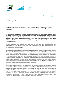 Pressemitteilung - GOtthard FASTcharge