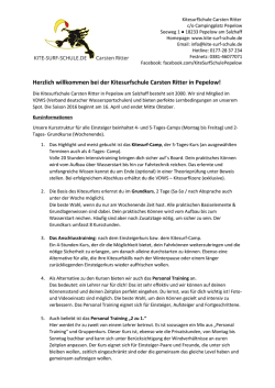 Herzlich willkommen bei der Kitesurfschule Carsten Ritter in Pepelow!