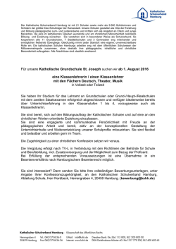 Grundschul-Klassenlehrer f&uuml;r die F&auml;cher Deutsch, Theater, Musik