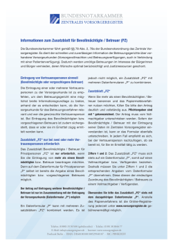 Informationen zum Zusatzblatt f&uuml;r Bevollm&auml;chtigte / Betreuer (PZ)
