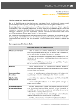 Studiengangziele Medizintechnik Lernergebnisse Medizintechnik