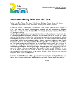 Seniorenwanderung Feldis vom 25.07.2016 - ESV Rheintal