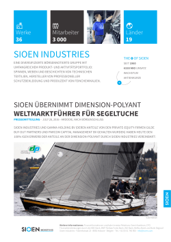 Sioen übernimmt dimension-polyant: Weltmarktführer für segeltuche.