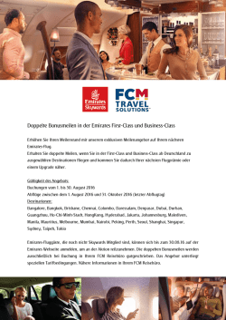 Doppelte Bonusmeilen in der Emirates First-Class und Business