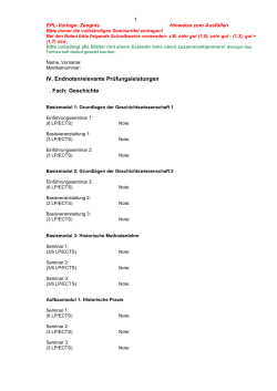 IV. Endnotenrelevante Prüfungsleistungen . Fach: Geschichte