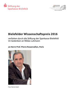 Bielefelder Wissenschaftspreis 2016 Preisträger Pierre Rosanvallon