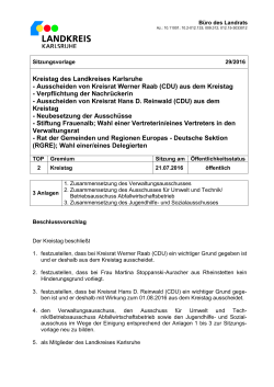 Ausscheiden von Kreisrat Werner Raab (CDU) aus dem Kreistag