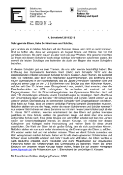 4. Schulbrief 2015/2016 Sehr geehrte Eltern, liebe Schülerinnen