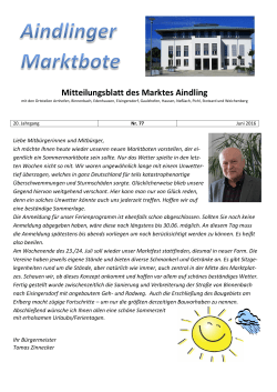 Aindlinger Marktbote Juni 2016 - Verwaltungsgemeinschaft Aindling