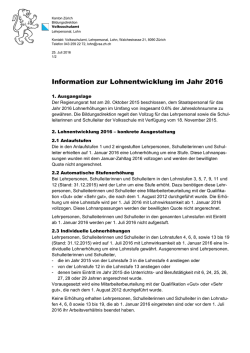 Information zur Lohnentwicklung im Jahr 2016
