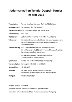 Jedermann/frau Tennis- Doppel- Turnier im Jahr 2016