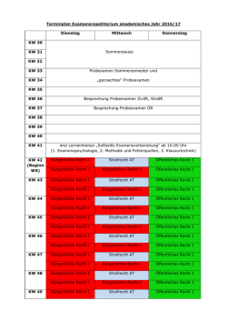 Terminplan Examensrepetitorium akademisches Jahr 2016/17
