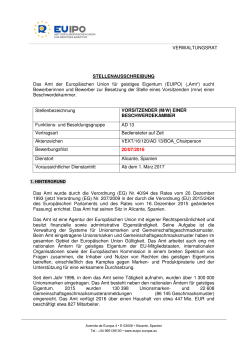 (EUIPO) („Amt“) sucht Bewerberin