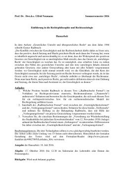 Hausarbeit Rechtsphilosophie I Sommersemester 2016