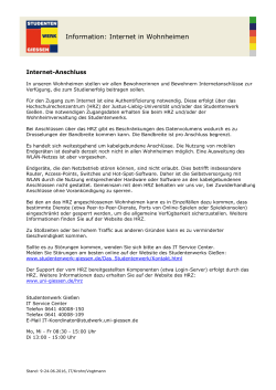 Information zum Internet im Wohnheim
