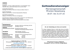 Gottesdienstanzeiger vom 18. bis 31. Juli im PDF Format