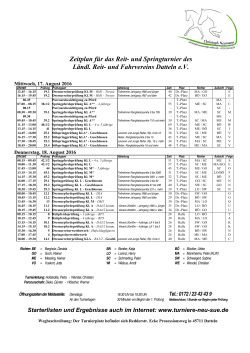 Zeitplan - Turniere 2016