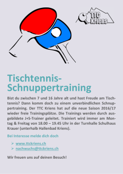 Tischtennis‐ Schnuppertraining