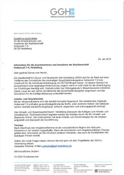 Informationsschreiben der GGH vom 28.07.2016