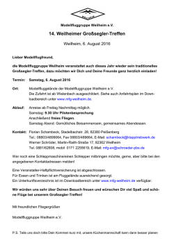 Gro&szlig;segler WM 2016 Einladung