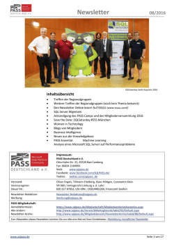 Newsletter 08/2016 - PASS Deutschland e.V.