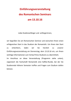 Einf&uuml;hrungsveranstaltung des Romanischen Seminars am 13.10.16